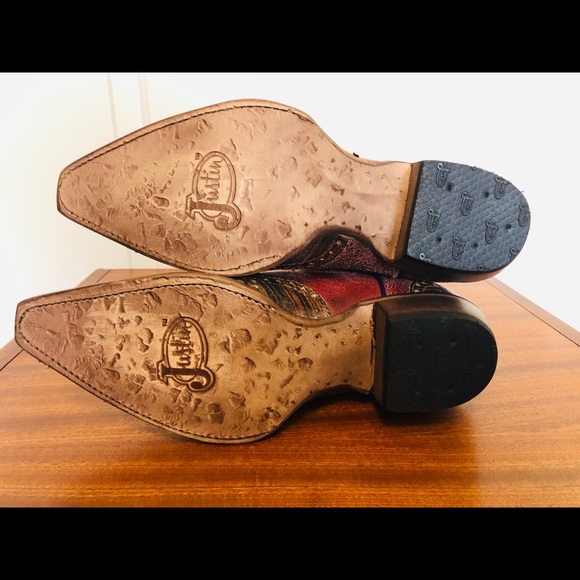 NEW Ladies Justin Red Cowboy Boots - Picture 5 of 8